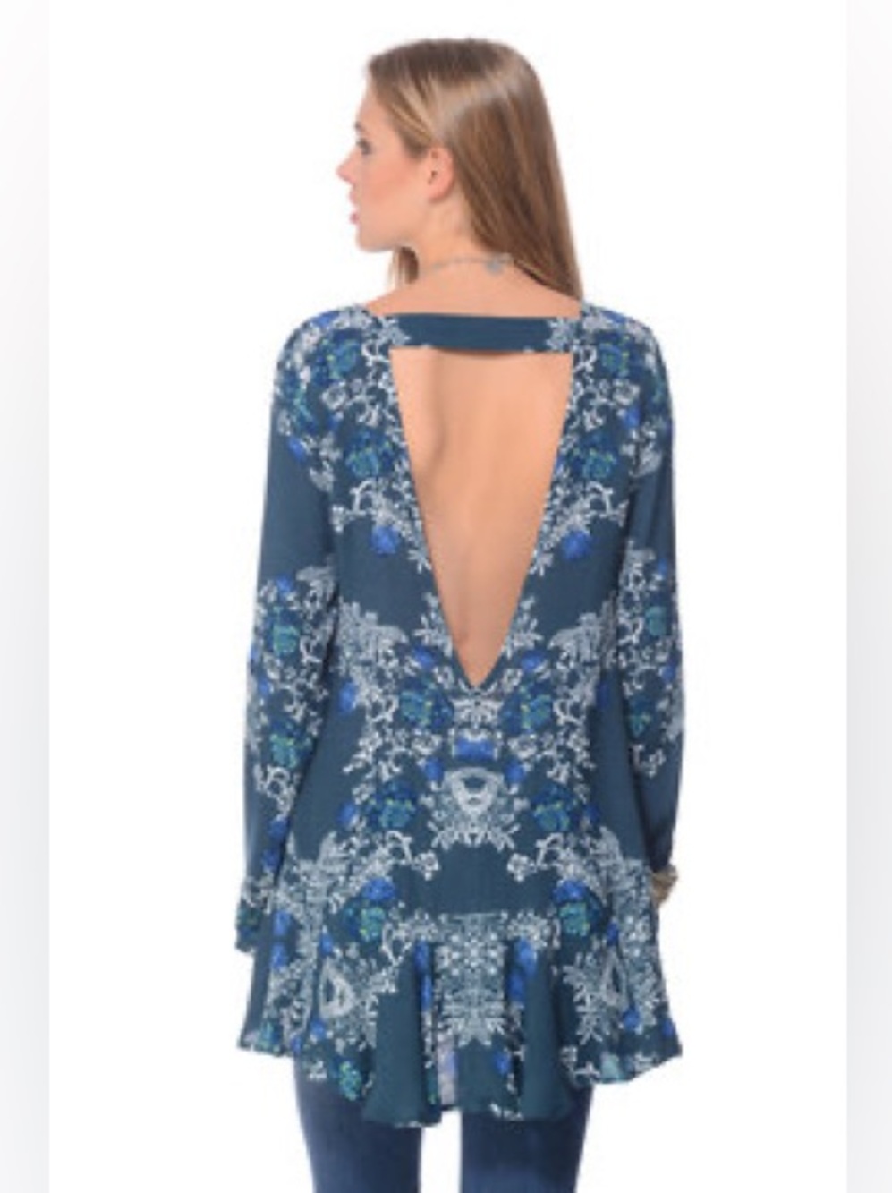 Free People "Smooth Talker" Tunic Swing Mini Dress Medium Boho Floral - Picture 6 of 11